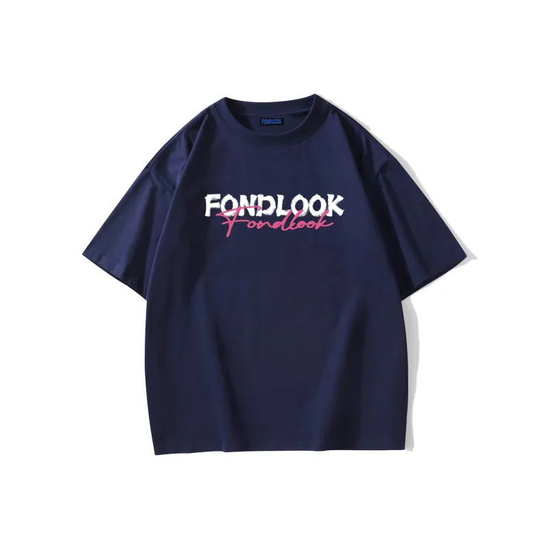 FONDLOOK T Shirts Unisex Navy Blue-1