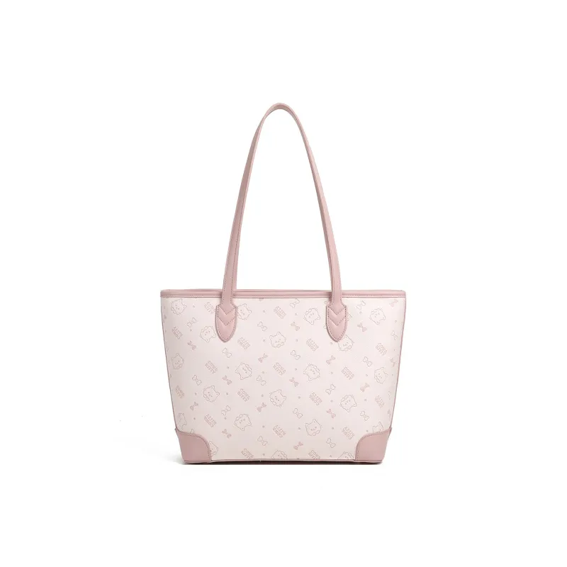 NOMK PU Shoulder Bag Women's Cherry Blossom Pink-3