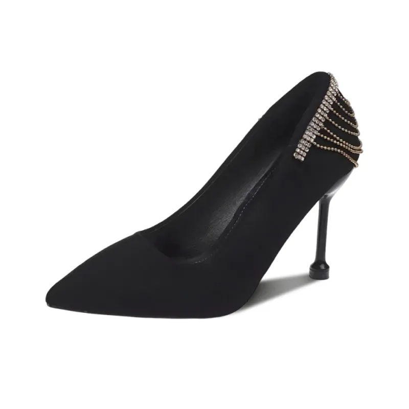SHUXIAOBEI Slim Heel High Heels Women's Black-0