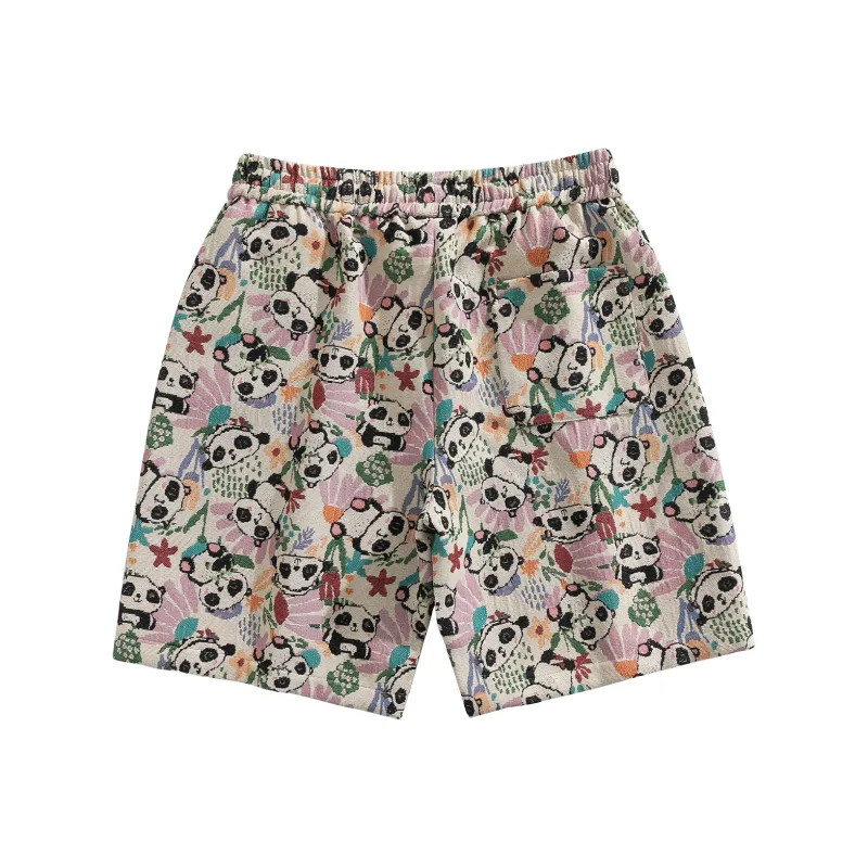 Yiwen Beach Shorts Unisex Embroidery Panda-1