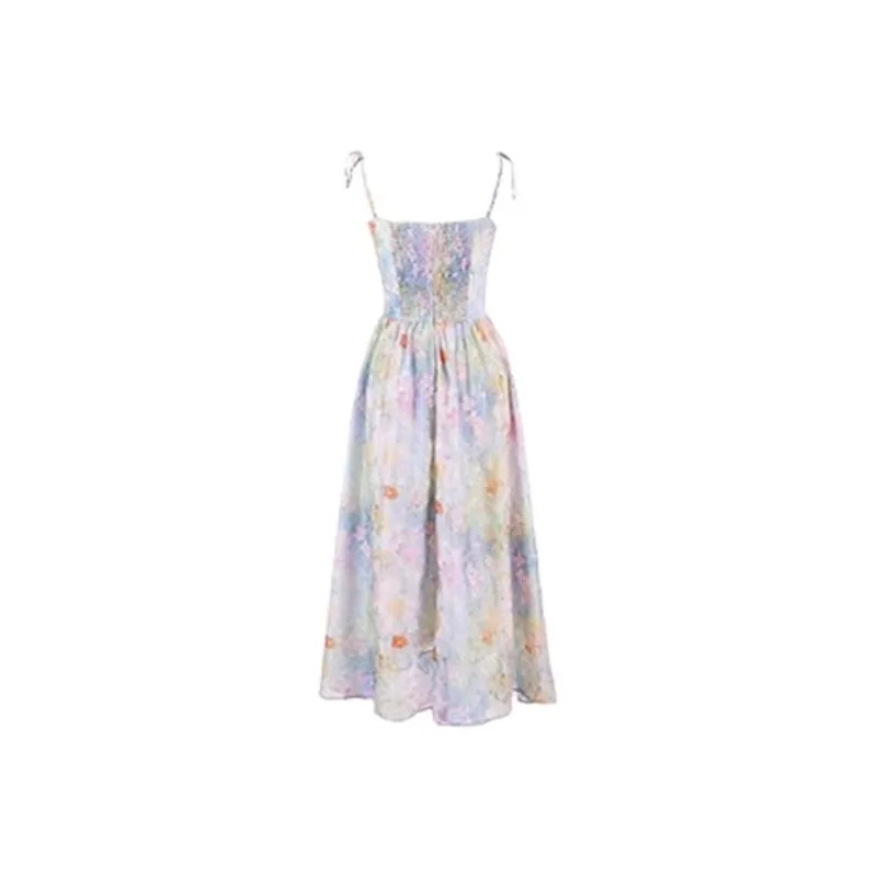 PZGE Slip Dresses Women's Oil Painting Color Dress-1