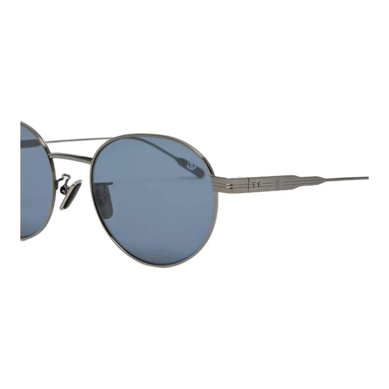 Moncler Titanium Round Sunglasses Unisex Black-2