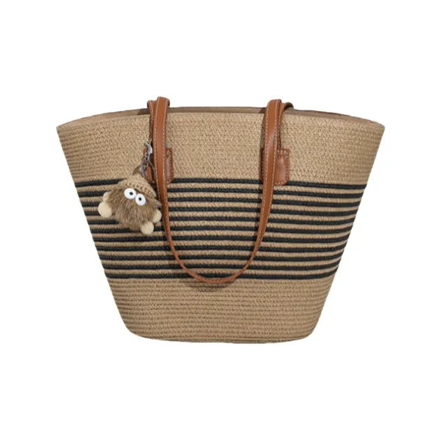 CNNCOO Fabric Tote Bag, Shoulder Bag Regular Women's Brown/Brown Black-9