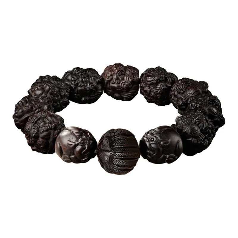 Moonstone Edge Small Leaf Red Sandalwood Bracelets Men's-14