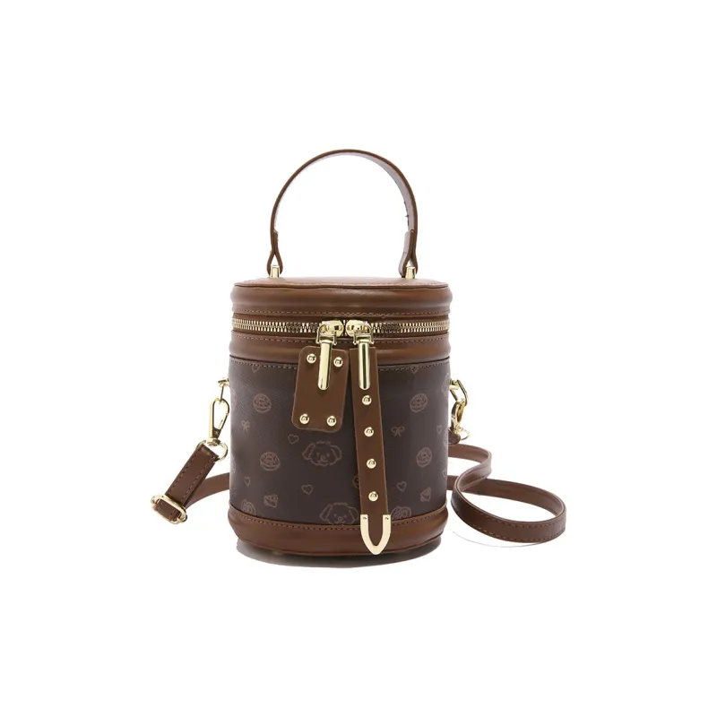TOUTSEUL YOLO PU Bucket Bag, Crossbody Handbag Women's White/Brown-6