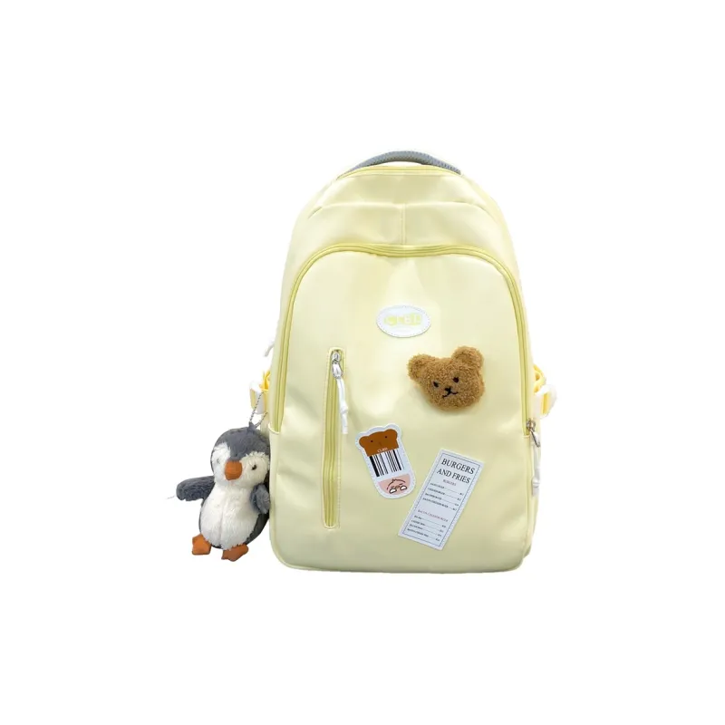 BUBM Nylon Backpack Unisex Black/Yellow/Blue/Pink-23