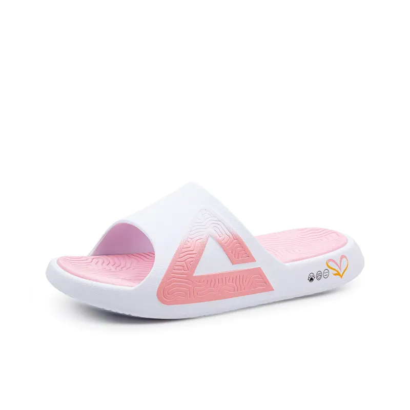 PEAK Tai Ji1.0 Quiet Slip Resistant Cushioning Slide Slippers Unisex White Pink-2