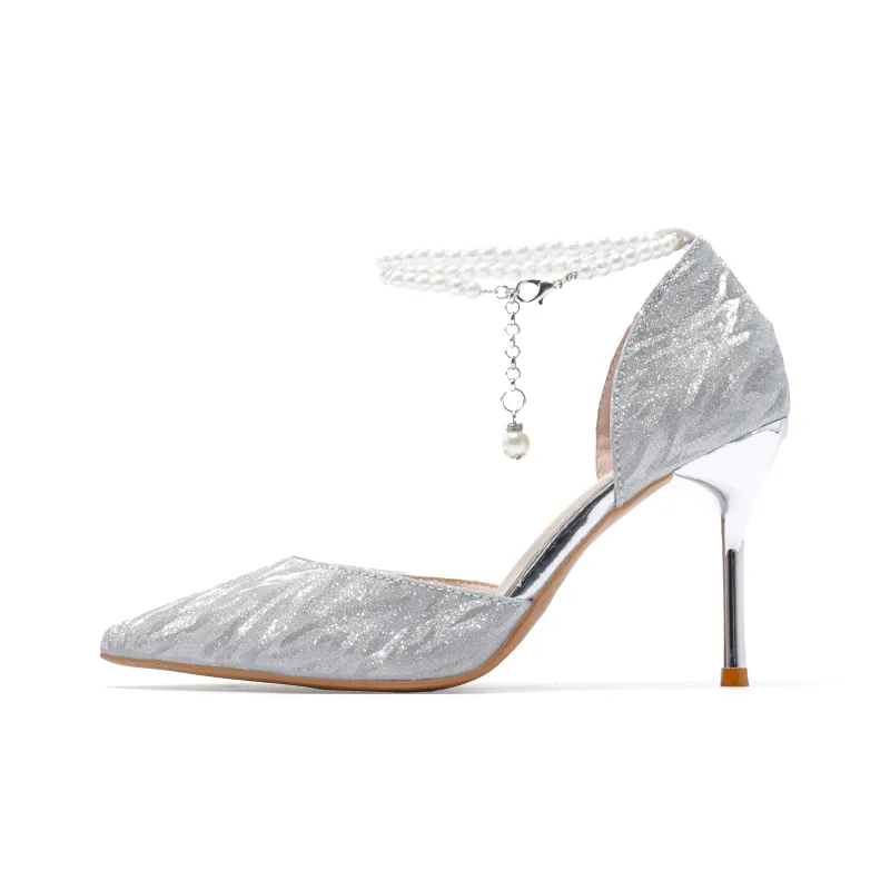 Take The Qin High Heels Women's Silver-8