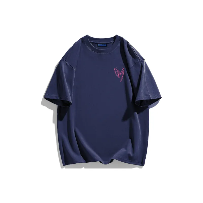 FONDLOOK T-Shirts Unisex Navy Blue-1
