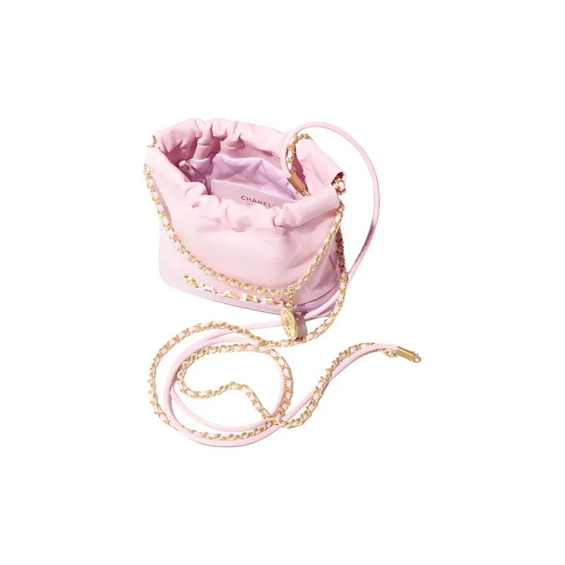 CHANEL 22Bag Leather Shoulder Bag, Crossbody Bag Mini Women's Pink & Purple-2