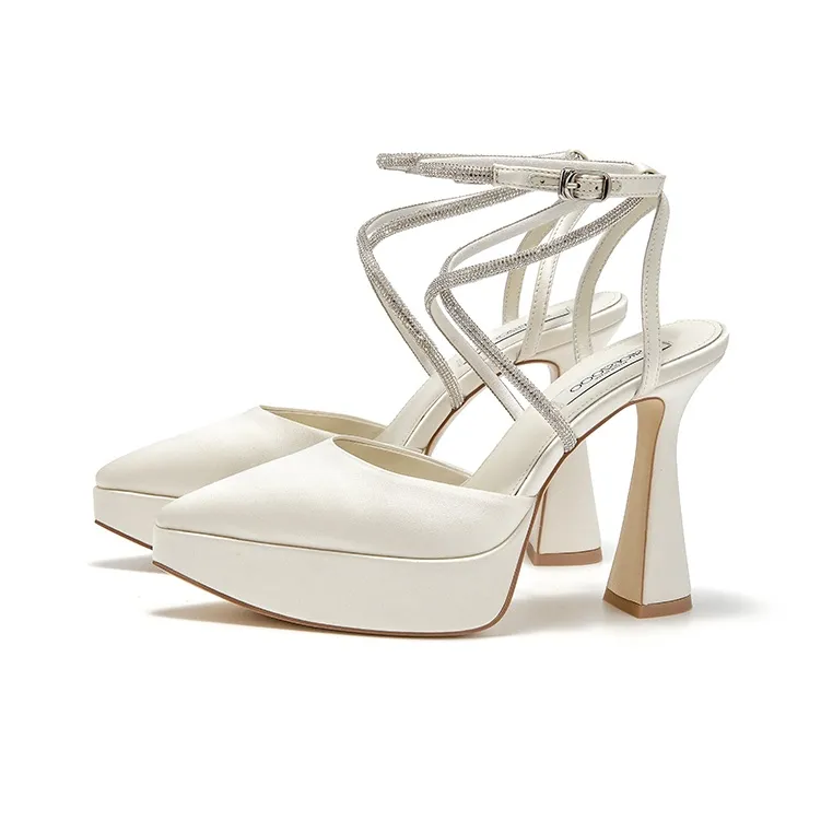 SHOESZOOO Main Yarn Wedding Shoes Chunky Heel High Heels 11.8cm Women's-1