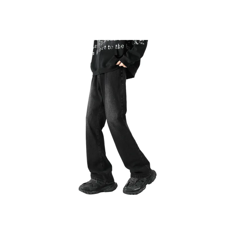 HUANQIU Jeans Unisex Black Gray-0
