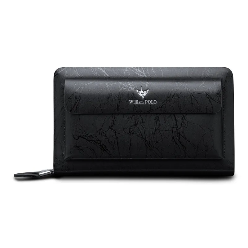 WilliamPOLO Cow Leather Clutch Men's Black/Coffee-0