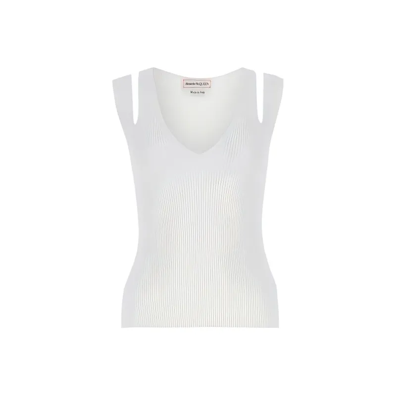 Alexander McQueen V-Neck Cut Out Knitted Top-0
