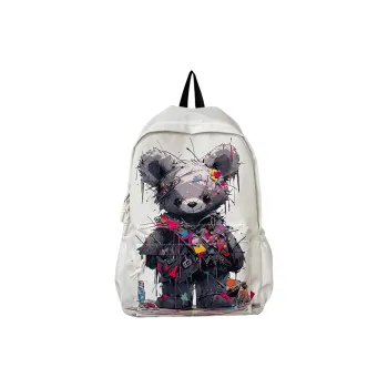 Wolfhorse Nylon Backpack Unisex Black Bear/White Bear