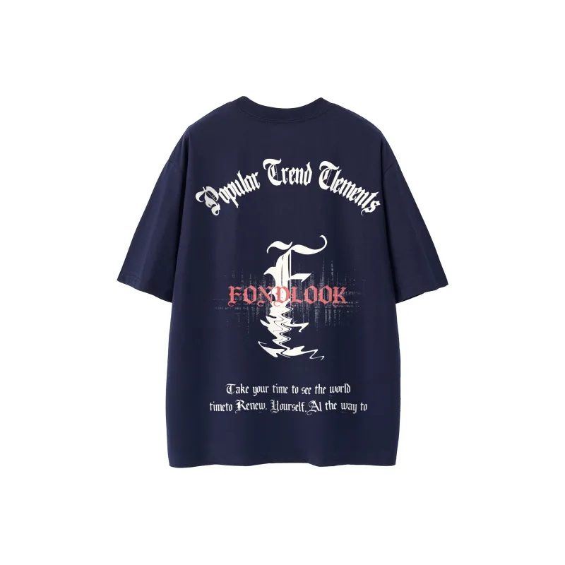 FONDLOOK T Shirts Unisex Navy Blue-0