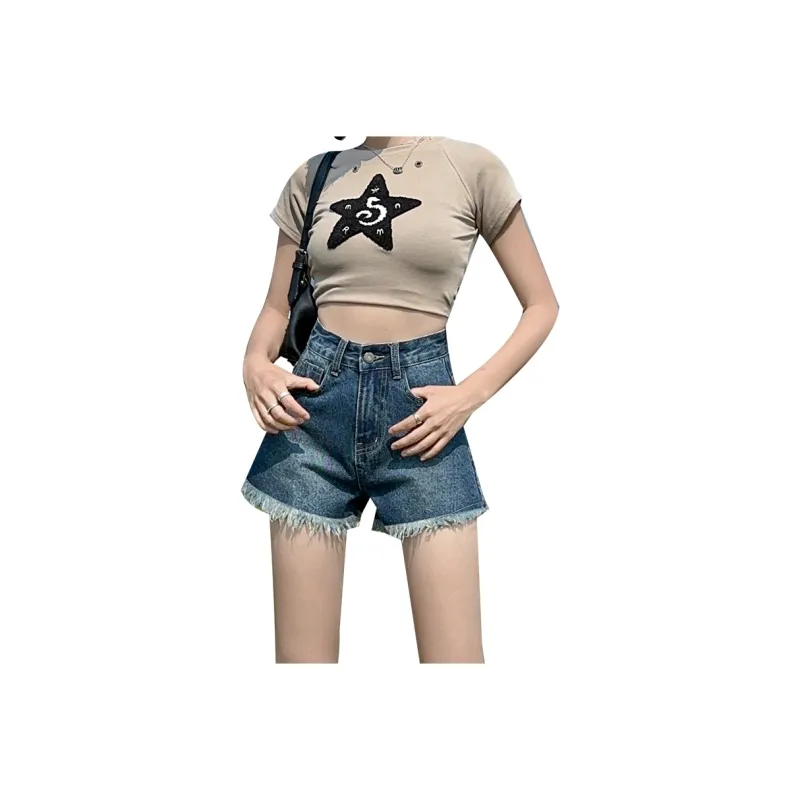 LCEVHZ'S Denim Shorts Women's Blue-0