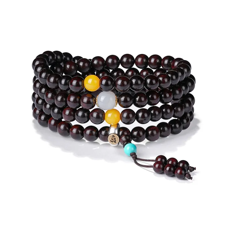 FANGYUANXIAOFU Small Leaf Red Sandalwood Bracelets Unisex-13