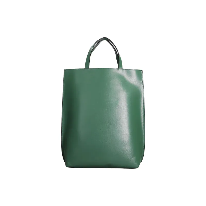 GANNI Genuine Leather Tote Bag, Shopping Bag, Shoulder Bag, Crossbody Bag, Handbag Women's Green-2