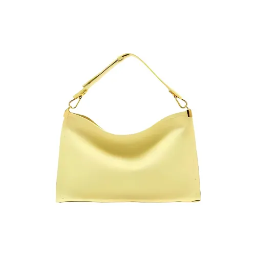 COCCINELLE Cow Leather Handbag Large Size Women's Lemon Juice Color
