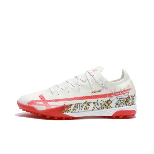 KELME Lightning 2.5 TF Turf Shock Absorbers Slip Resistant Breathable Soccer Shoes Unisex White Red