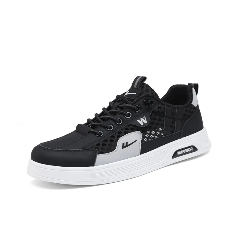 Warrior Abrasion Resistant, Lightweight, And Breathable Low Top Skateboard Shoes Men's Black Gray-1