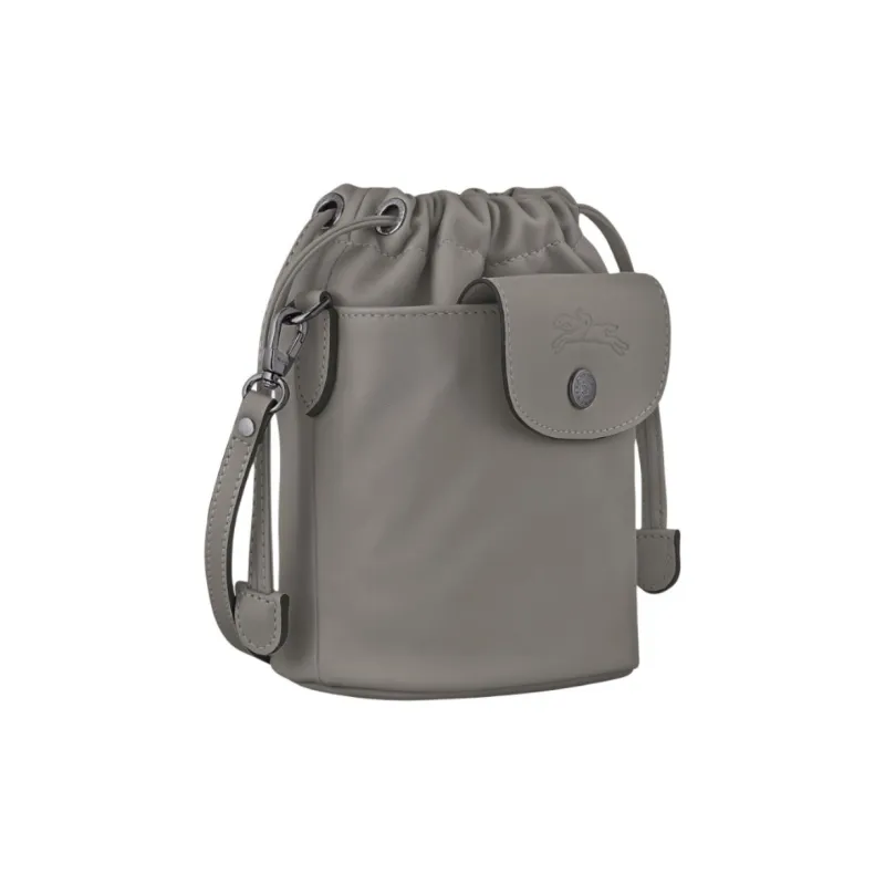 LONGCHAMP Cow Leather Shoulder Bag Unisex Dark Silver-1