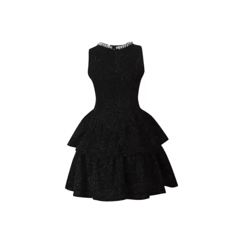 PZGE Sleeveless Dresses Women's Black Dress-1