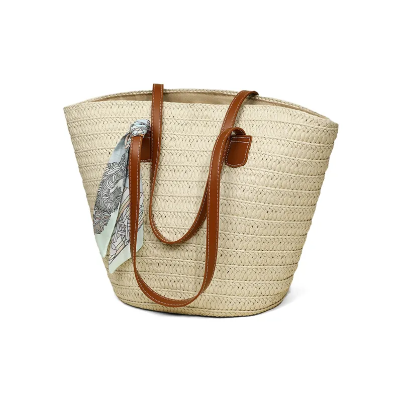COMELY Fabric Tote Straw Bag, Handbag, Shoulder Bag, Shoulder Bag Regular Women's Ecru-2