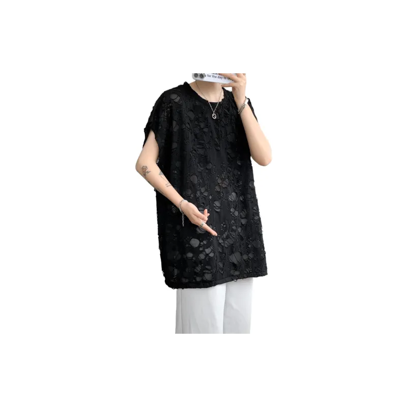 American Vintage Ripped Design Niche Cool Loose Fit Casual Sleeveless Tank Top Unisex-9