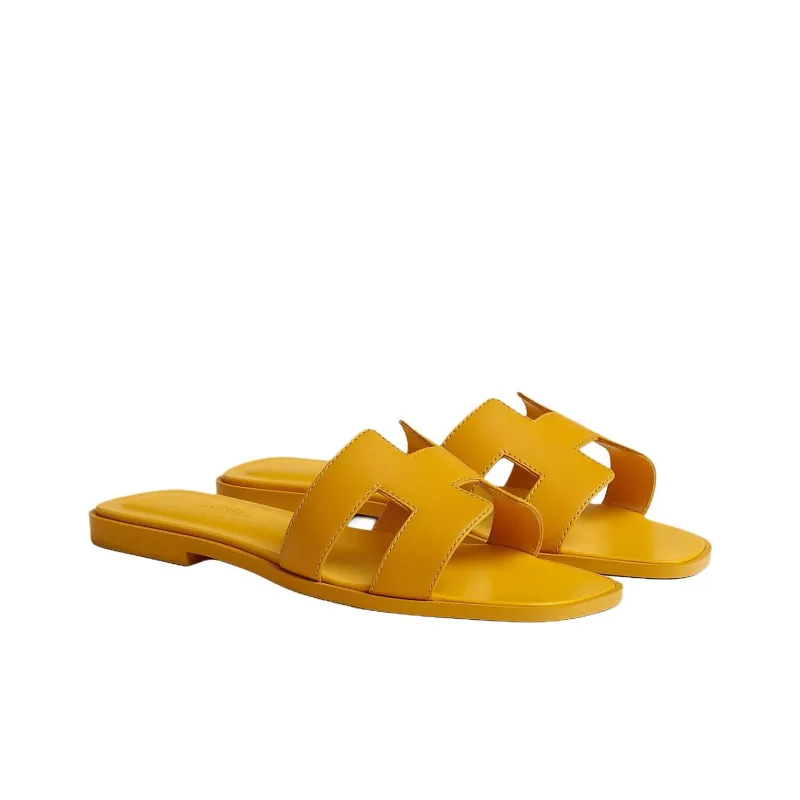 HERMES Oran Slide Slippers Women's Yellow-1