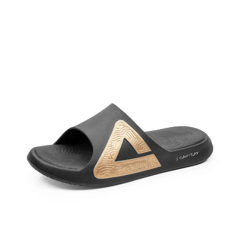 PEAK Tai Ji1.0 EVA Quiet Slip Resistant Abrasion Resistant Slide Slippers Men's Black Gold-2