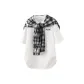 White T-Shirt+Black and White Shawl