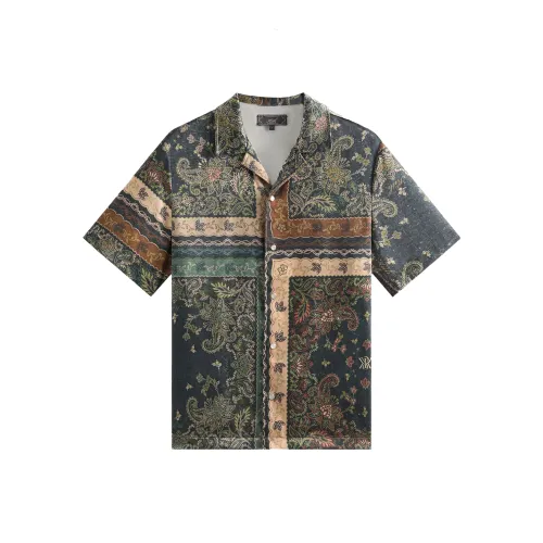 KITH SS25 Panelled Bandana Thompson Camp Collar Shirt Men's Jasper Orange