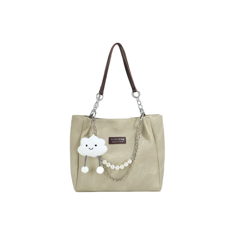 SHORT HAIR GIRL PU Shoulder Bag Tote Women's Blue/Yellow/Black-3