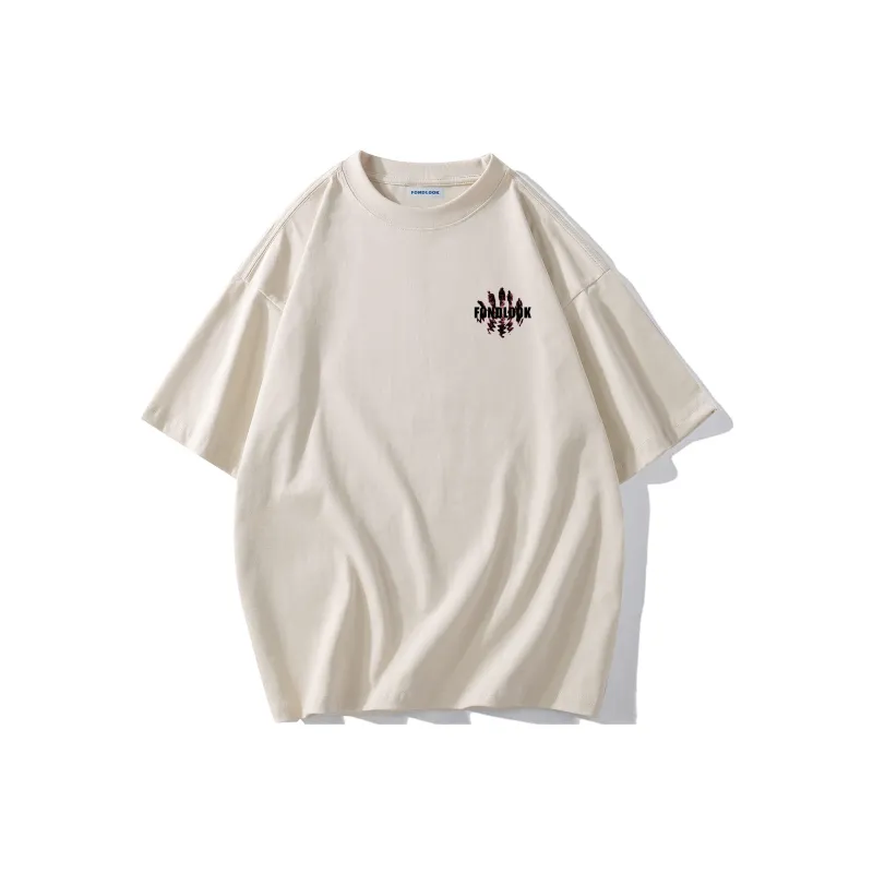 FONDLOOK T Shirts Unisex Light Beige Apricot-1
