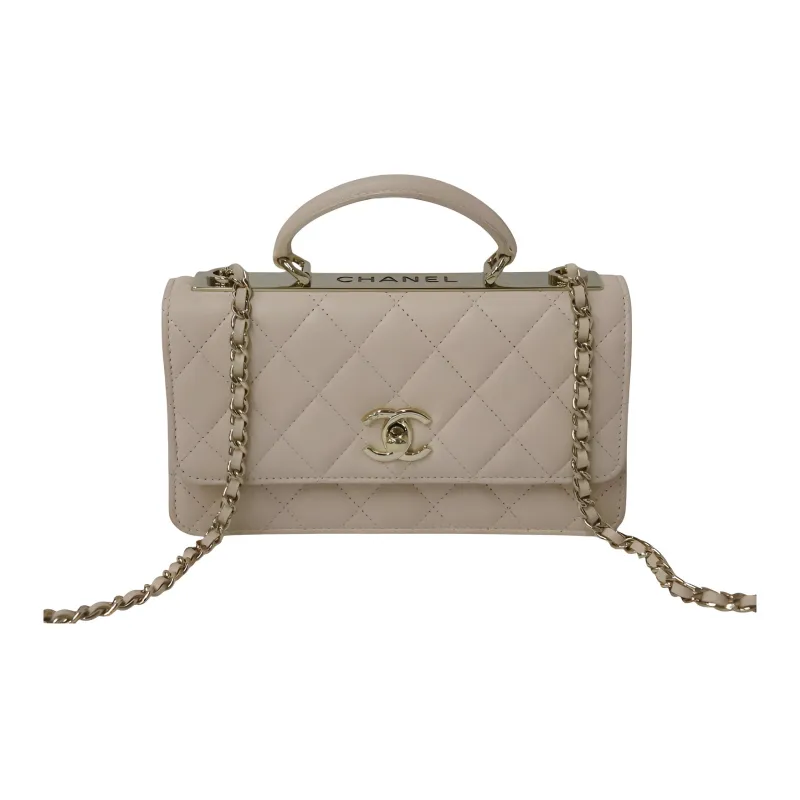 CHANEL Leather Shoulder Bag, Crossbody Bag, Handbag Women's Beige-0