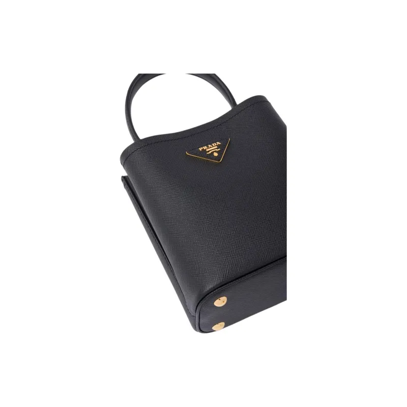 PRADA Calfskin Handbag Trumpets Unisex Black-4