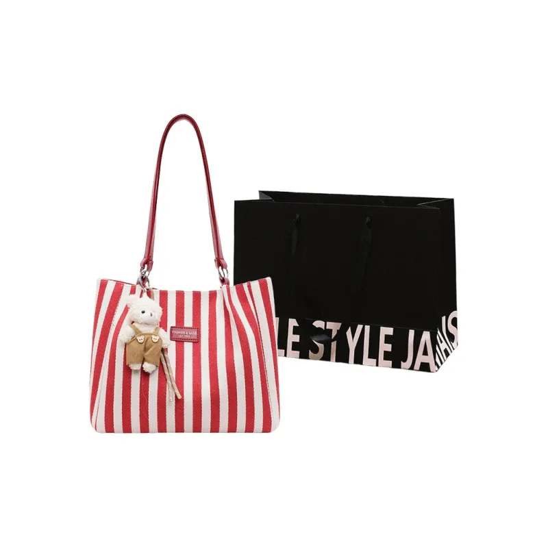 Cwatcun Fabric Tote Bag, Shoulder Bag Regular Women's Black/Red/Yellow/Blue-4