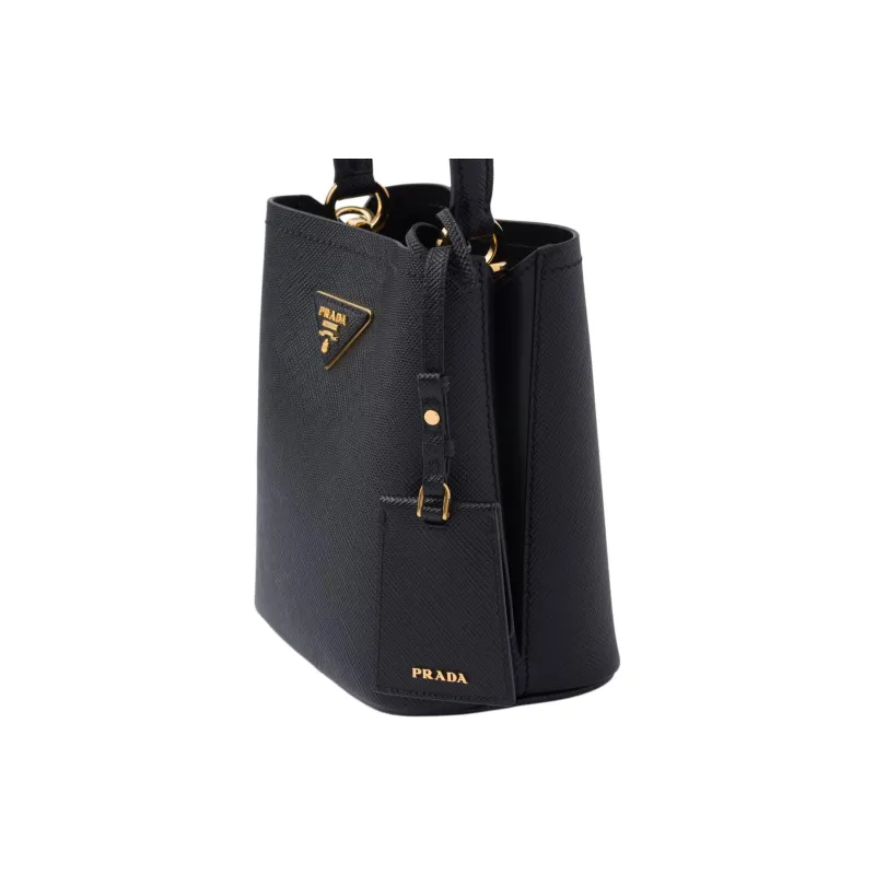 PRADA Calfskin Handbag Trumpets Unisex Black-2