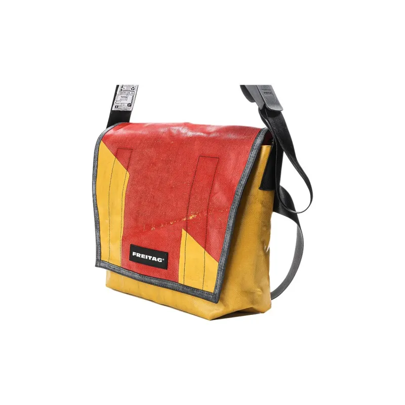 FREITAG Polyester Messenger Bag, Shoulder Bag, Crossbody Bag Unisex Red Yellow-5