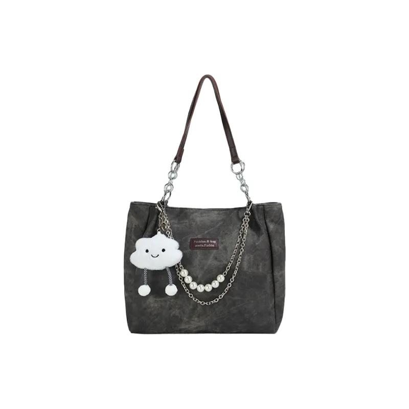 SHORT HAIR GIRL PU Shoulder Bag Tote Women's Blue/Yellow/Black-4