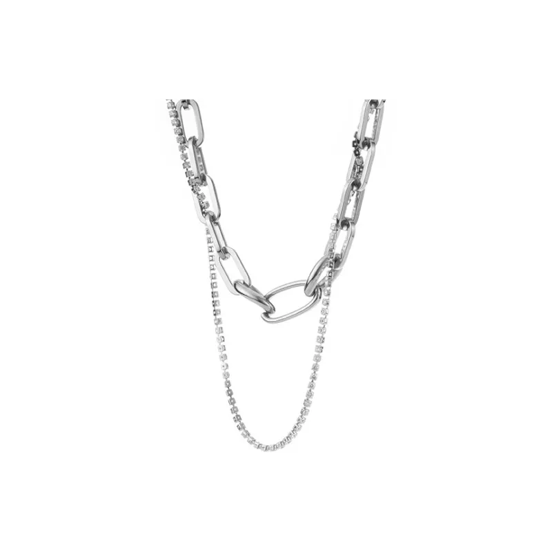 ACIUM Double Strands Layering Collarbone Chain, Titanium Steel Non Oxidizing, Plain Chain Necklaces Unisex-1