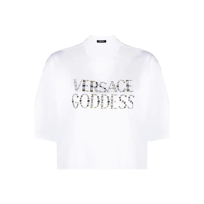 VERSACE Logo Embellished Crewneck T Shirt-4