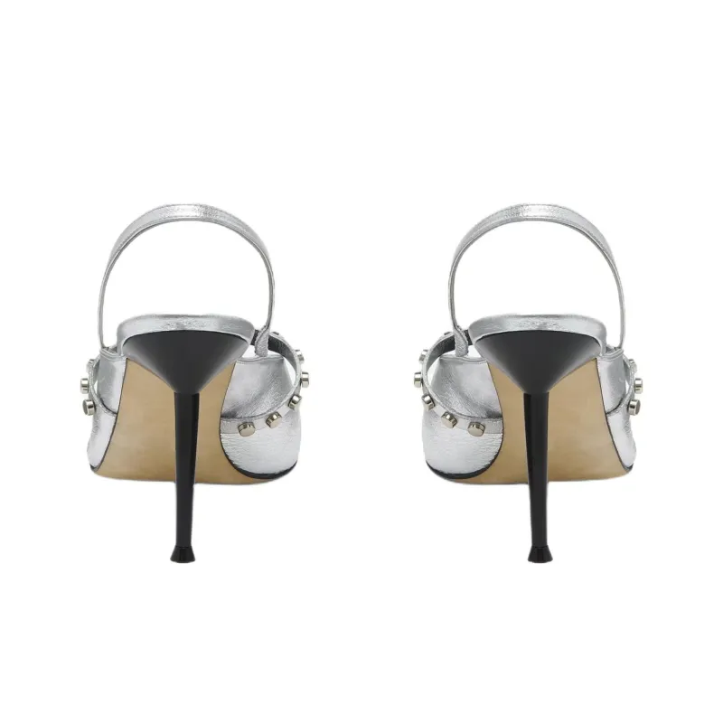 Alexander McQueen Revel Slim Heel High Heels 9cm Women's Silver-3