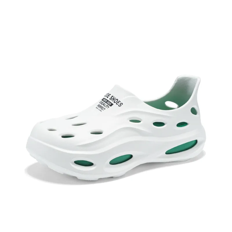 LONGDUIZHANG Clogs Unisex White Green-1