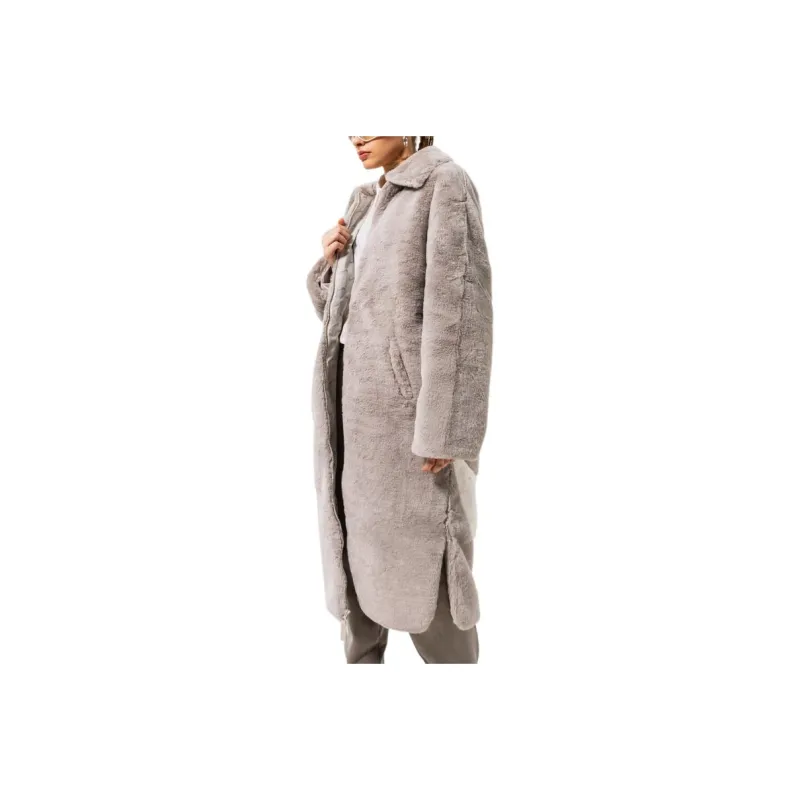 Nike Sportswear Essentials Plush Faux Fur Long Jacket Light Iron Ore/Light Bone/Sail-2