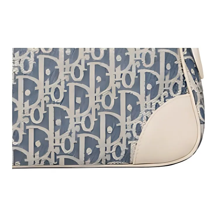 DIOR 30 Montaigne Cotton Shoulder Bag Mini Women's Denim Blue & Beige-4