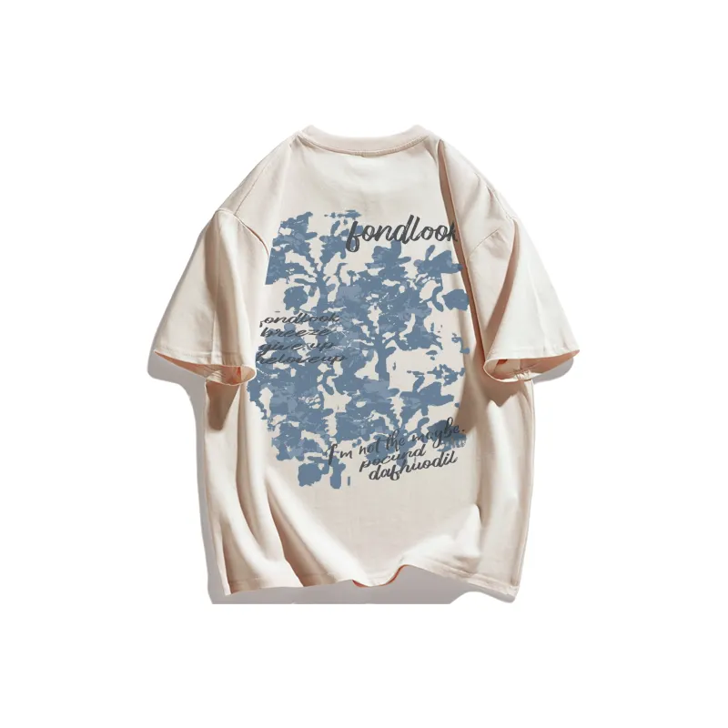 FONDLOOK T Shirts Unisex Light Beige Apricot-0