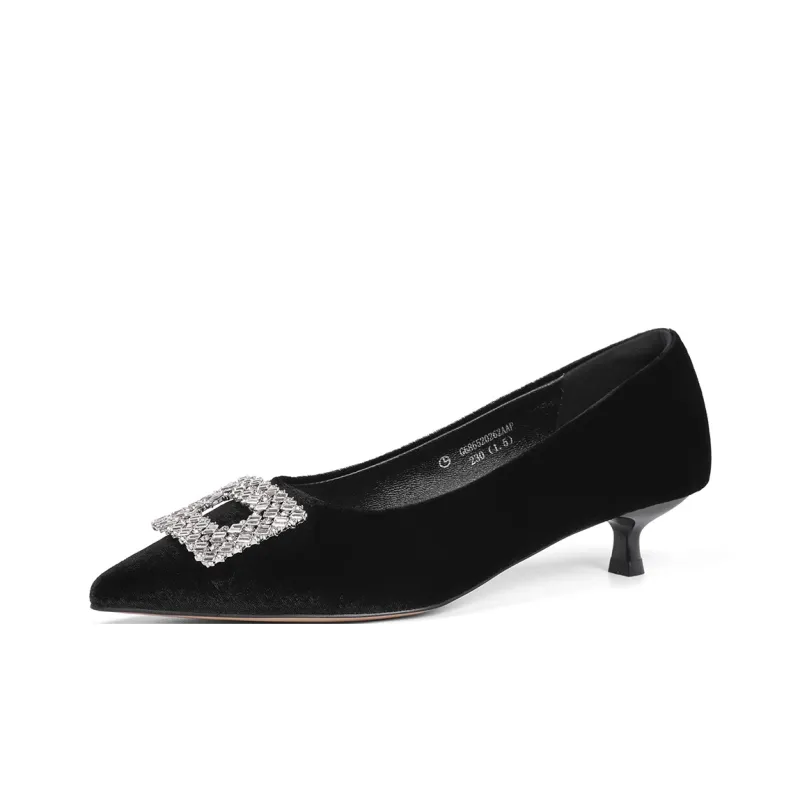 GOLDLION Slim Heel High Heels 3.5CM Women's Black-1